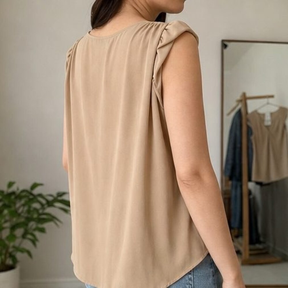 Camel Ruffle Blouse - Picture 3 of 6